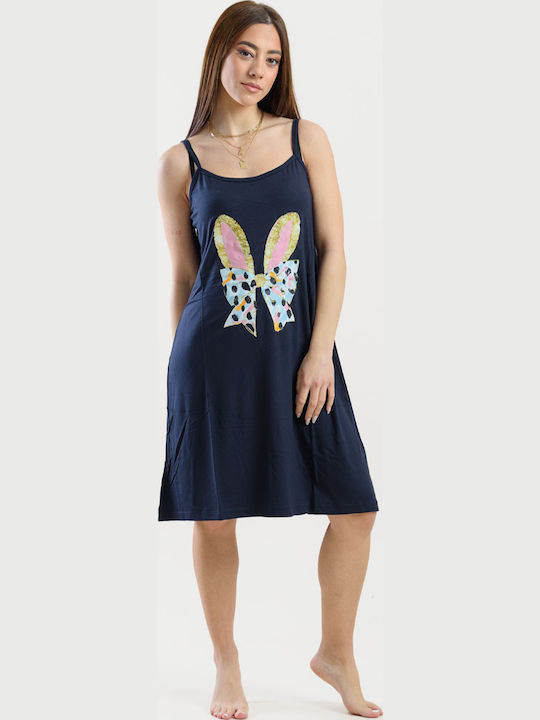 Cherry Sommer Damen Nachthemd Dark Blue