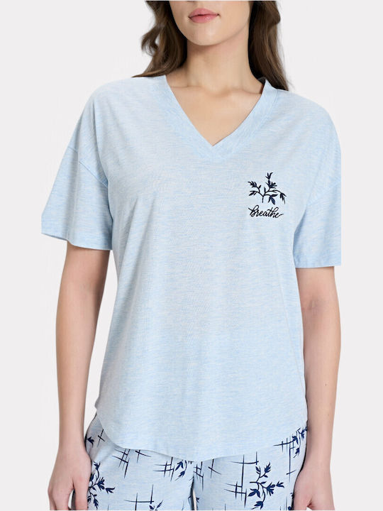 Pijadore Sommer Damen Pyjama-Set Light Blue