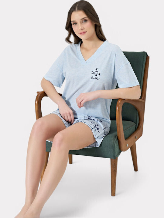 Pijadore Sommer Damen Pyjama-Set Light Blue