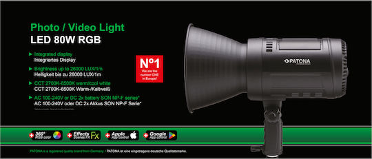 Led Professional Photo Light Video Light Led 80w Rgb Ρευματος 220vca Ή 2 Μπαταριες Τυπου Sony Np-f Patona Premium