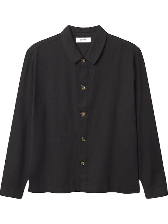 Long-sleeved Linen Shirt Black
