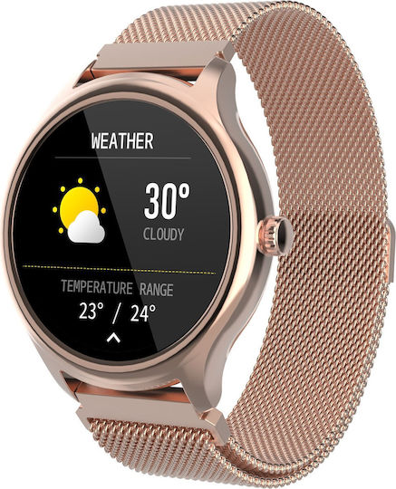 Forever ForeVive 3 SB-340 with 3W Bluetooth Speaker 43mm Smartwatch with Heart Rate Monitor (Rose Gold)