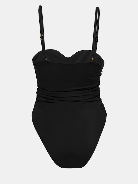 Strapless One-Piece Swimsuit with Padding Black