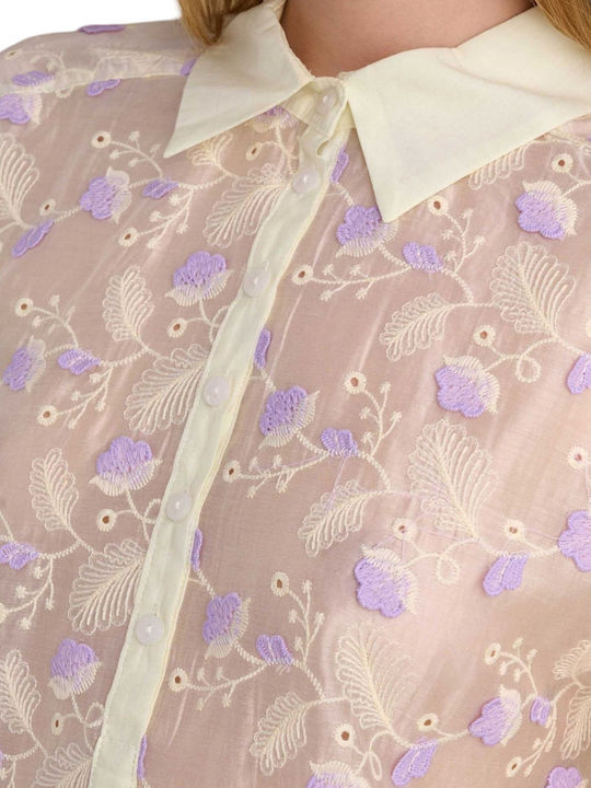 Women's Blouse Floral Off White