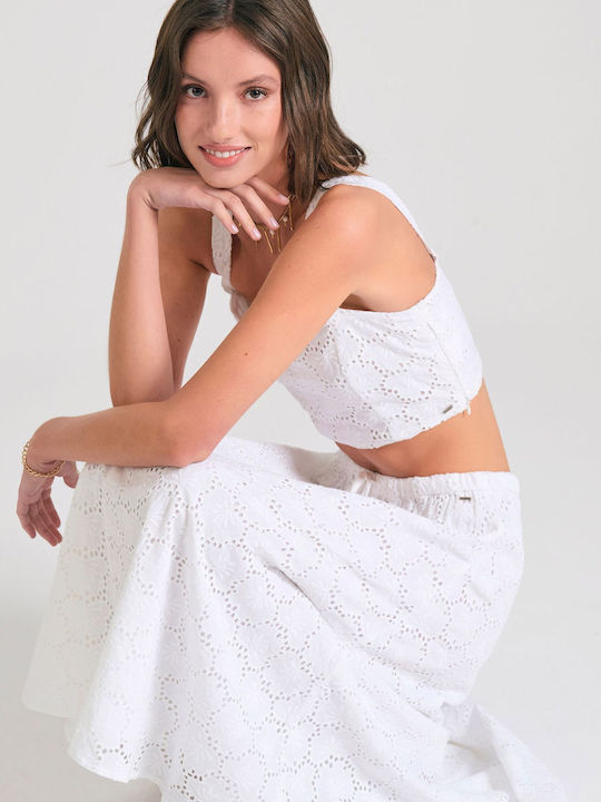 Damen Crop Top Baumwolle Weiß
