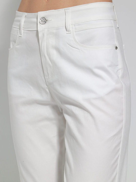 Women's Fabric Trousers Slim Fit Ecru