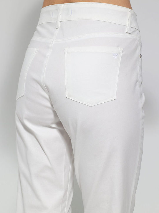 Women's Fabric Trousers Slim Fit Ecru