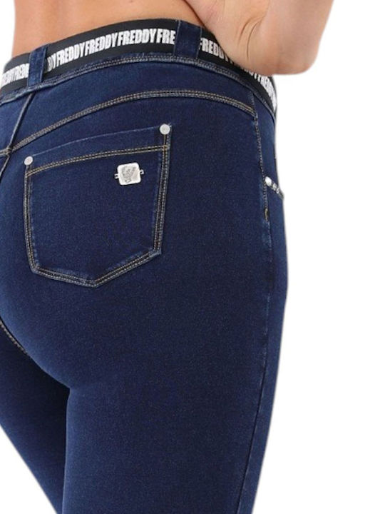 N.o.w. Damen Stoff Hose mit Gummizug in Schlanker Passform Blau