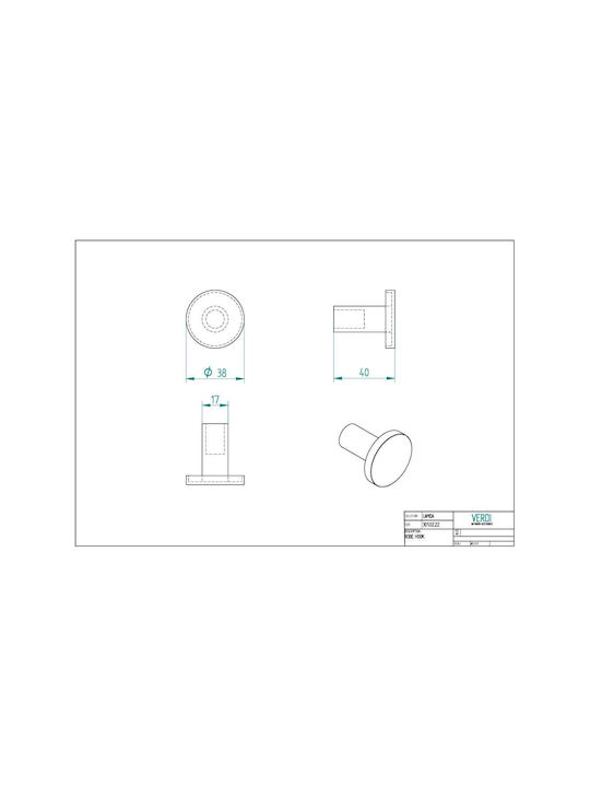 Verdi Single Wall-Mounted Bathroom Hook ​4x3.8cm Copper