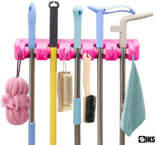 Siks Wall Support Brooms Mops Shovel Rags Baseball Bat Rake Gardening Accessories Pink