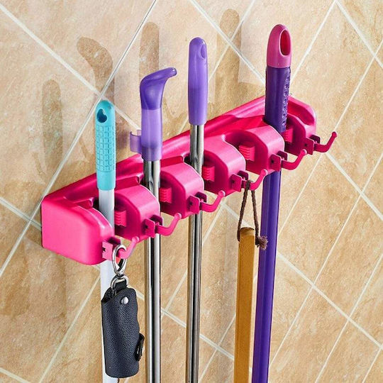 Siks Wall Support Brooms Mops Shovel Rags Baseball Bat Rake Gardening Accessories Pink