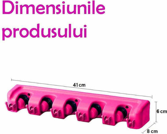 Siks Wall Support Brooms Mops Shovel Rags Baseball Bat Rake Gardening Accessories Pink