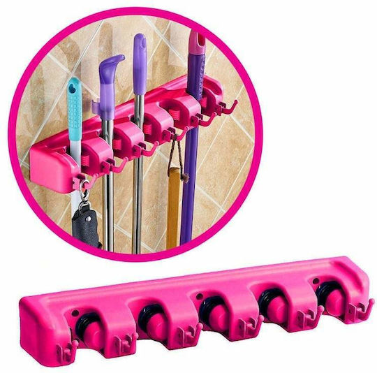 Siks Wall Support Brooms Mops Shovel Rags Baseball Bat Rake Gardening Accessories Pink