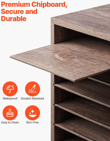 Vevor Wooden Literature Organizer 27 Διαμερισμάτων Αφαιρούμενα Ράφια Μαύρο-γκρι