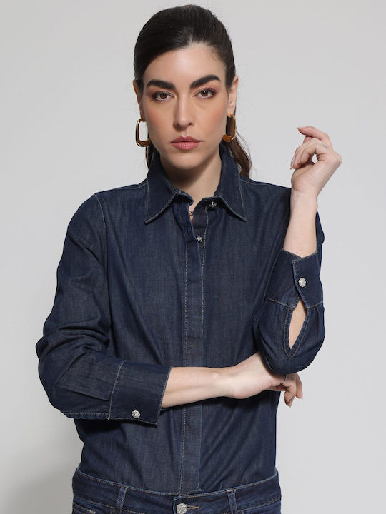 Μακρυμάνικο Γυναικείο Πουκάμισο Dark Blue