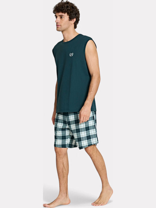 Men's Sleeveless Pyjamas Pijadore P Green Pjdr1819-1-green