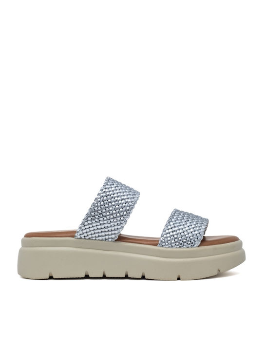 Flache Sandalen für Damen Flatforms in Silber Farbe