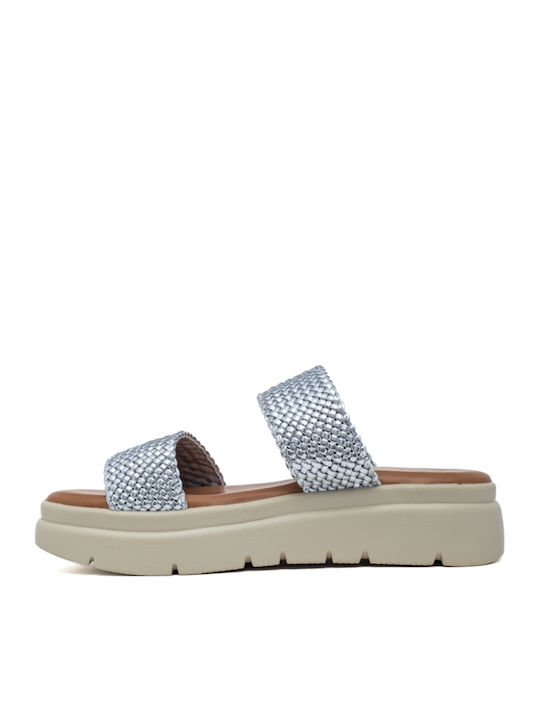 Flache Sandalen für Damen Flatforms in Silber Farbe
