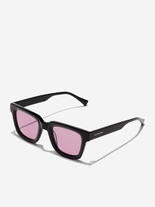 Hawkers Uptown Unisex Sunglasses with Black Horn-Rimmed Frame and Black Lenses
