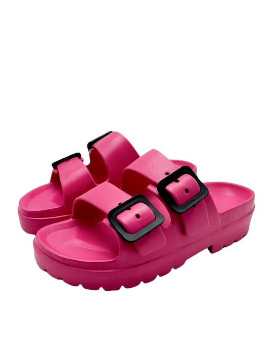 Women's Flat Sandals in Fuchsia Color