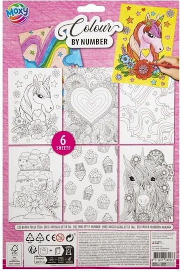 Pre-designed 6 Sheets Moxy A4 6 Colored Pencils Unicorn Cc15058a