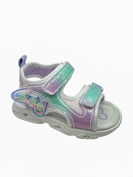 Kids' Sandals with Velcro & Lights Turquoise