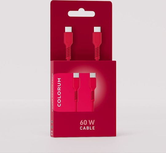 Colorum USB 2.0 Cable USB-C male - USB-C 60W PD Ροζ 1.8m CK60-CC-02