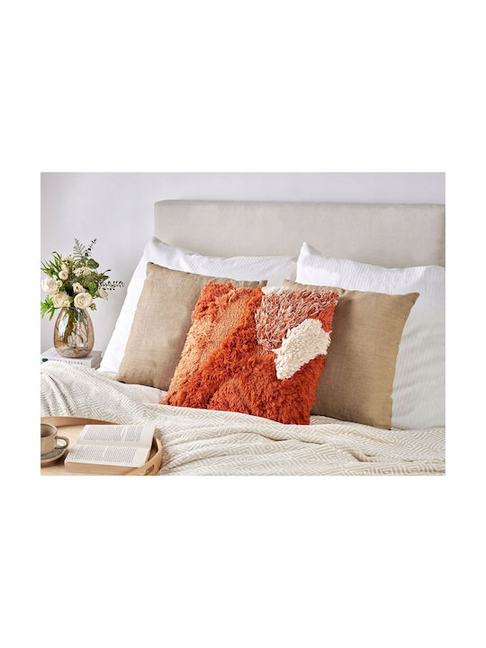 Beliani Μαξιλάρι Καναπέ Sagenia από 100% Βαμβάκι Orange 45x45εκ.