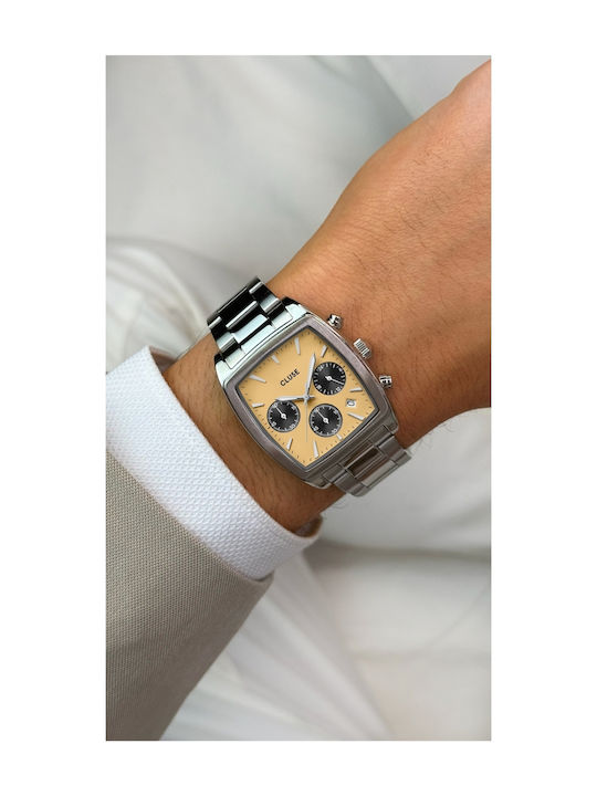 Cluse Men's Watch 20mm Chronograph Battery with Silver Metal Bracelet