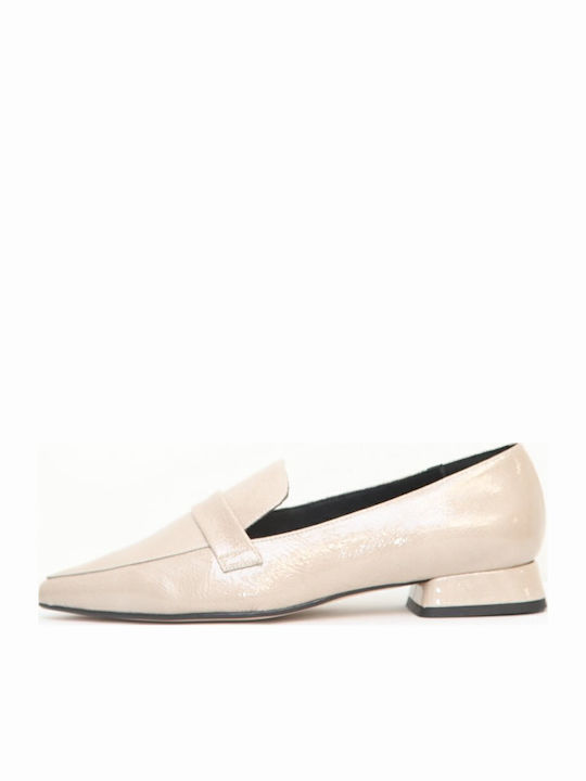 Δερμάτινα Γυναικεία Loafers σε Μπεζ Χρώμα