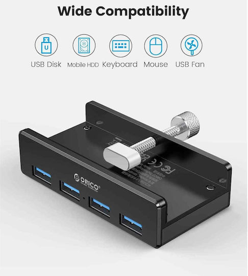 Orico MH4PU-P Hub 4 Θυρών USB 3.0 με σύνδεση USB-A