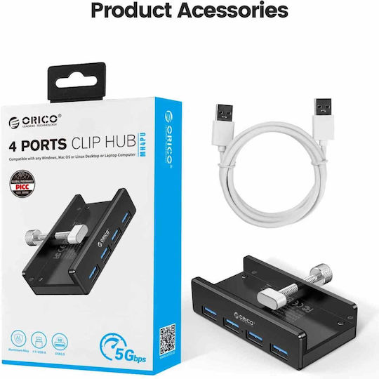 Orico MH4PU-P Hub 4 Θυρών USB 3.0 με σύνδεση USB-A