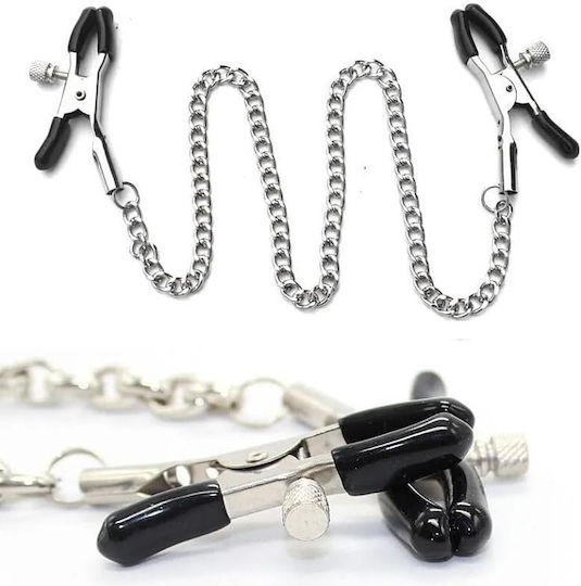 Nip Jewel Nipple Clamps Chain Σφιγκτήρες Θηλών Μεταλλικοί & Αλυσίδα Black