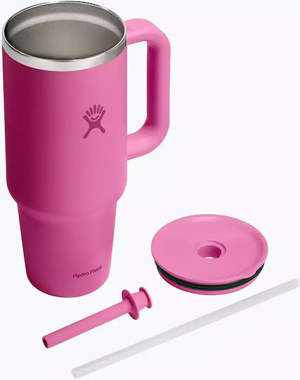 Hydro Flask Travel Tumbler Handled Tumbler Thermos Stainless Steel 1.18lt Reef with Straw and Handle