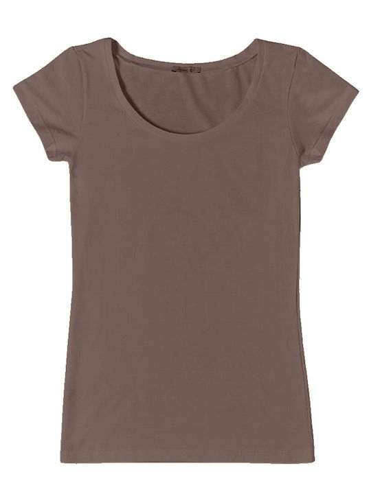 Women's Short Sleeve T-Shirt Brown-mocha