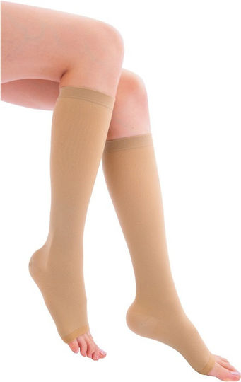 Laboratori Piazza Socken Wade hoch Graduierte Kompression Öffnen Sie 28-38 mmHg Beige