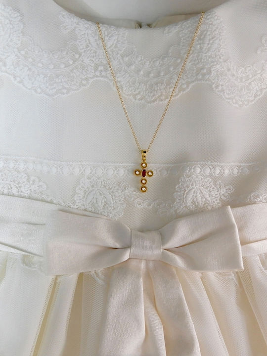 Art d or Women's White Gold Cross 14K Double Sided with Chain