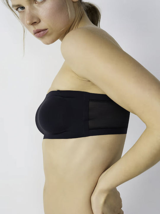 Μαύρο Strapless Σουτιέν Bandeau Χωρίς Ραφές