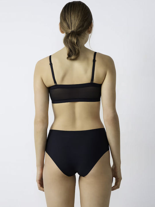 Μαύρο Strapless Σουτιέν Bandeau Χωρίς Ραφές