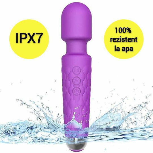 Vibrator pentru Stimulare Intimă Siks din Silicon 20 Programe de Vibrație 8 Niveluri de Viteză Rezistent la Apă Dimensiuni 20 X 4 Cm Mov