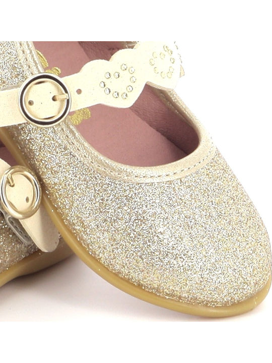 Kids Ballerinas with Adjustable Metal Clasp Gold