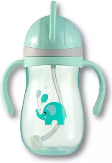 Baby Cloud Baby Cup with Handles and Straw made of Plastic Light Blue