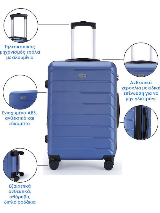 Lavor Cabin Hard Blue Travel Suitcase with 4 Wheels Height 55cm