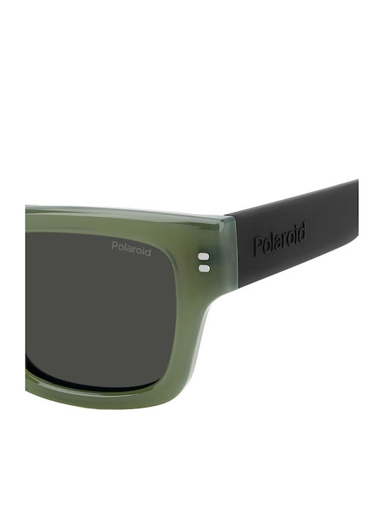 Polaroid Unisex Sunglasses With Green Horn-Rimmed Frame And Grey Polarized Lens PLD6238/S/X 1ED/M9