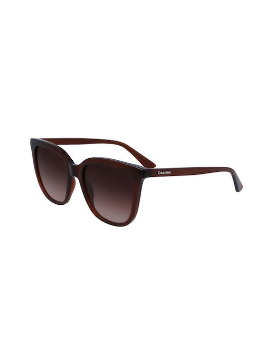 Calvin Klein Unisex Γυαλιά Ηλίου με Καφέ Κοκκάλινο Σκελετό και Καφέ Φακό CK23506S 200