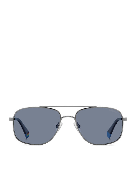 Polaroid Herren Sonnenbrille mit Silber Metall Gestell und Gray Linse pld6235/s/x V84/C3