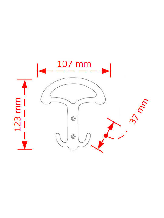 Viobrass Metal Wall Hanger 3 Hooks Gold 10.7x12.3cm