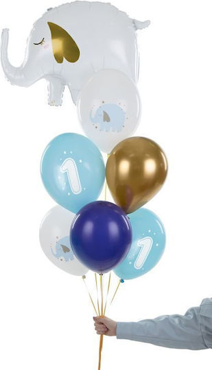 Set of 6 Balloons Latex Blue No1 30cm