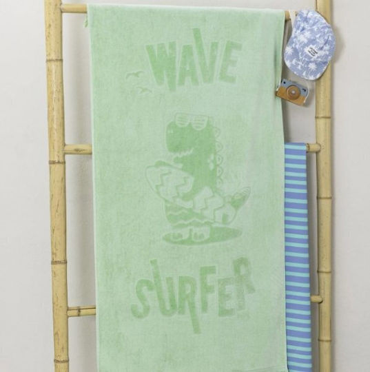 Nima Kids Πετσέτα Θαλάσσης 70x140 Surf Jacquard Πράσινο