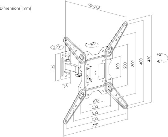 Equip 650412 Tabletop TV Mount with Arm up to 55" and 30kg Black